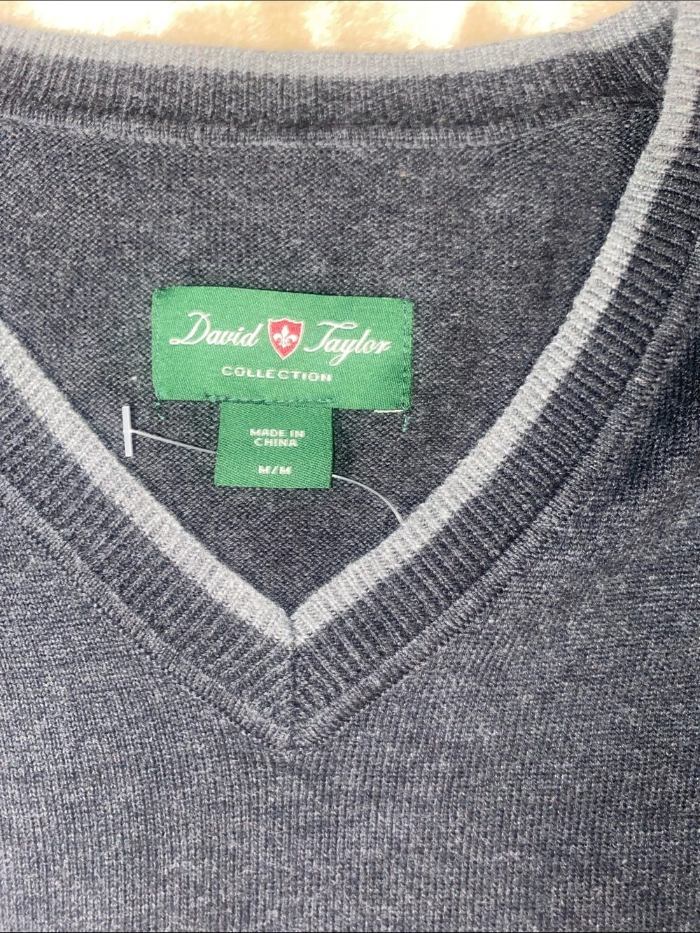Vintage David Taylor Cotton Gray Argyle V-Neck Sweater Vest - Picture 2 of 5